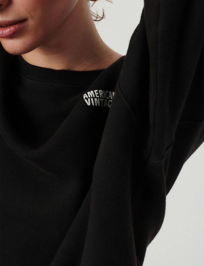 American Vintage Sweat Court Femme Izubird Logo Cœur Noir - 4