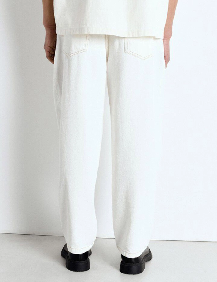 American Vintage Pantalon Droit Homme Blanc - 4
