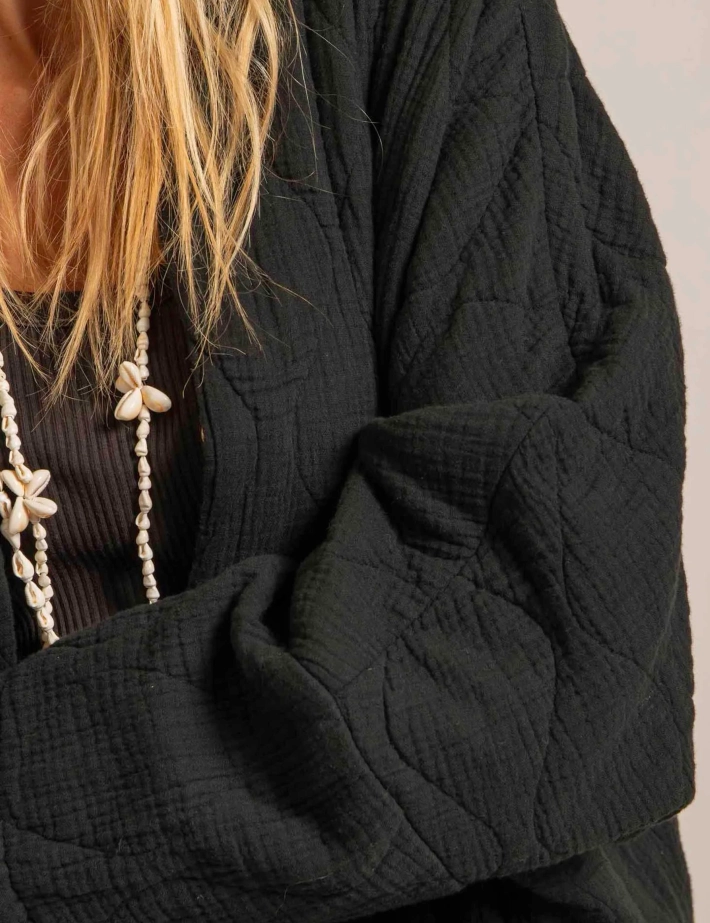 AOKYANOS Veste Kimono Femme Chicago Noir - 4