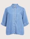 OBJECT Chemise Femme Manches Courtes Bleu Clair Denim