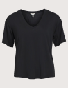 OBJECT T-Shirt Manches Courtes Col V Noir
