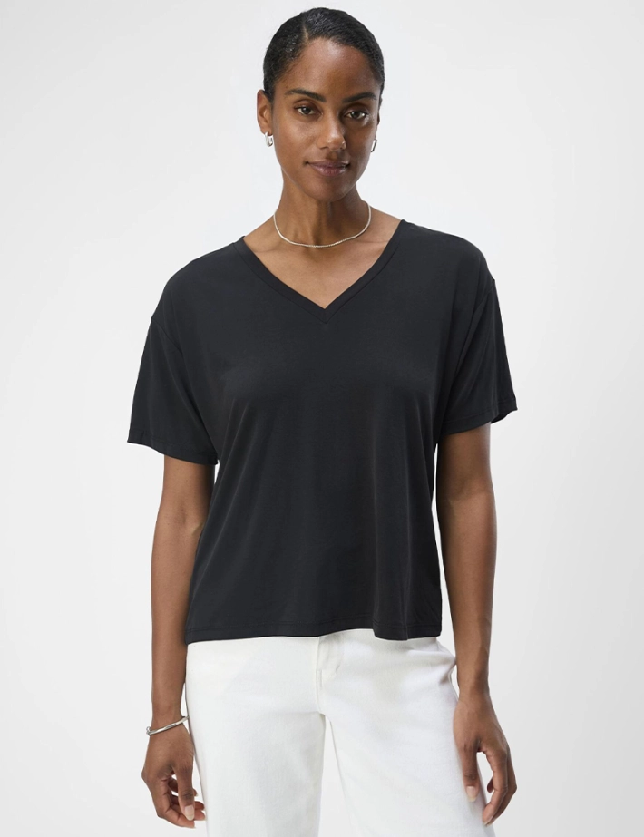 OBJECT T-Shirt Manches Courtes Col V Noir - 2