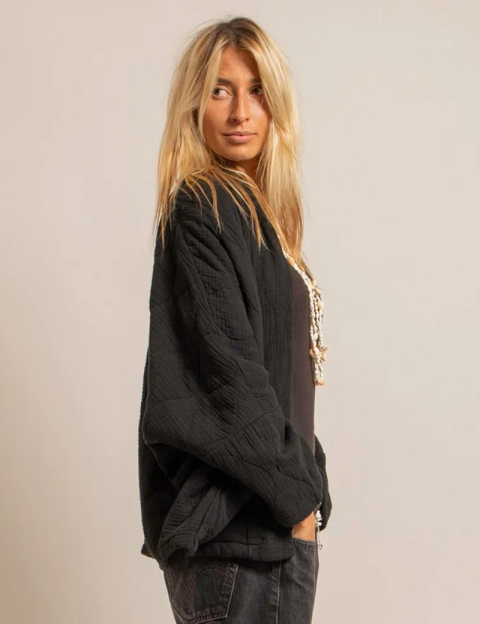 AOKYANOS Veste Kimono Femme Chicago Noir - 3