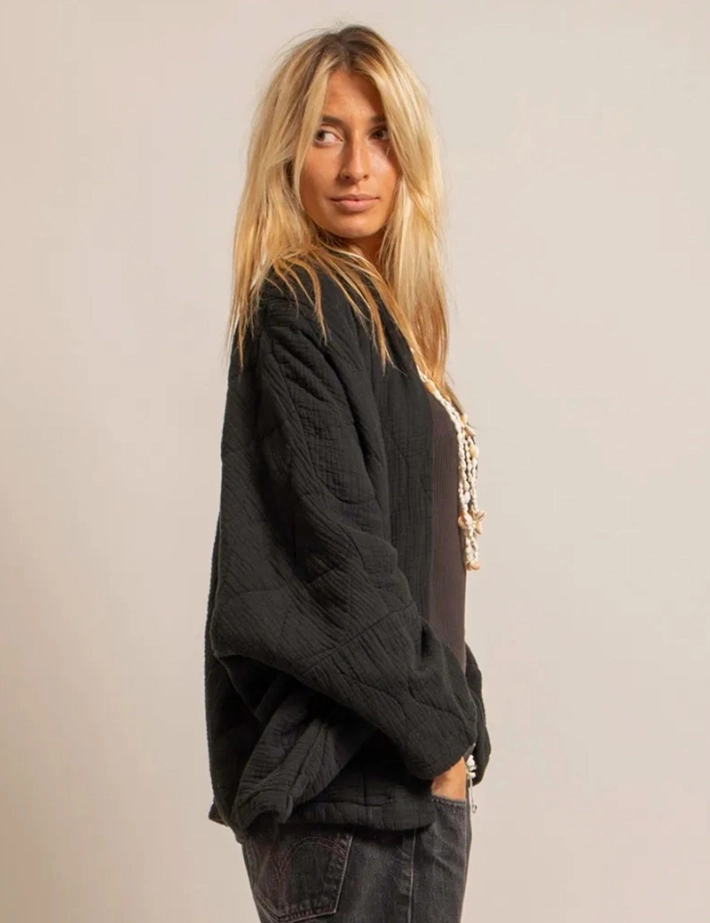 AOKYANOS Veste Kimono Femme Chicago Noir - 3