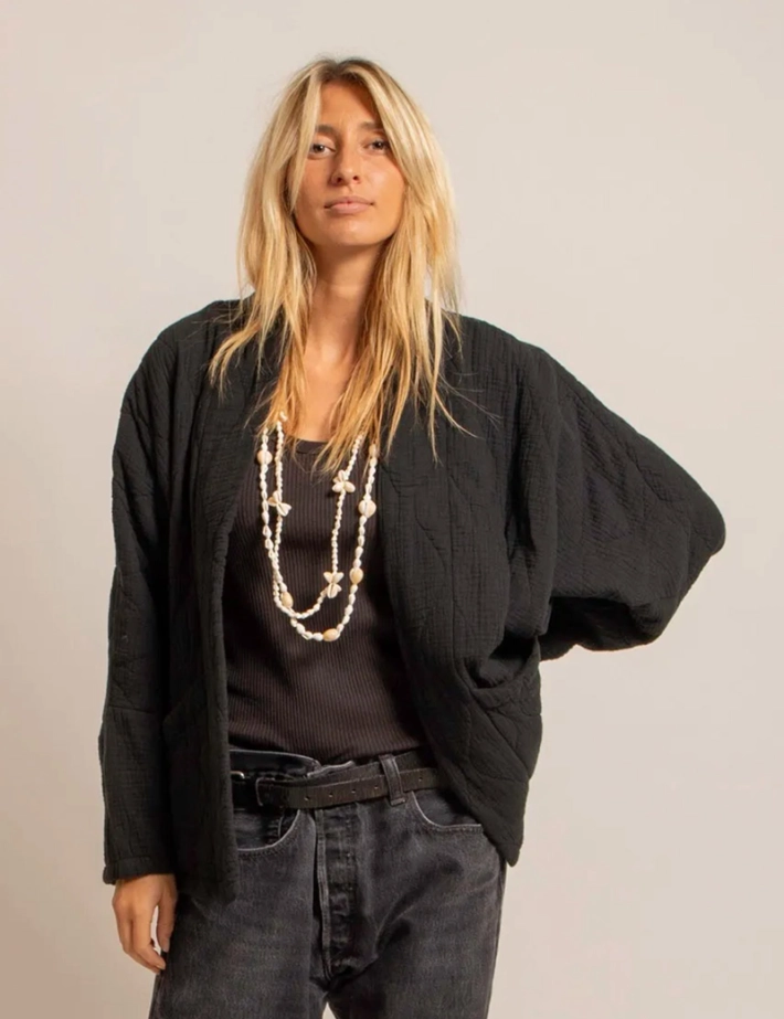 AOKYANOS Veste Kimono Femme Chicago Noir - 5