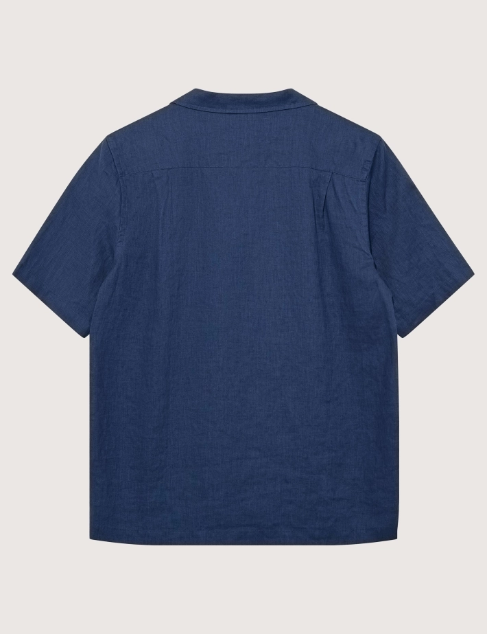 MOS MOSH Chemise Homme Manches Courtes en Lin Theo Marine - 2