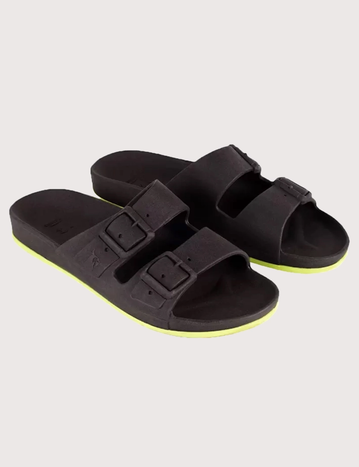 CACATOES Sandales Homme Brasilia Noir Jaune Fluo - 2