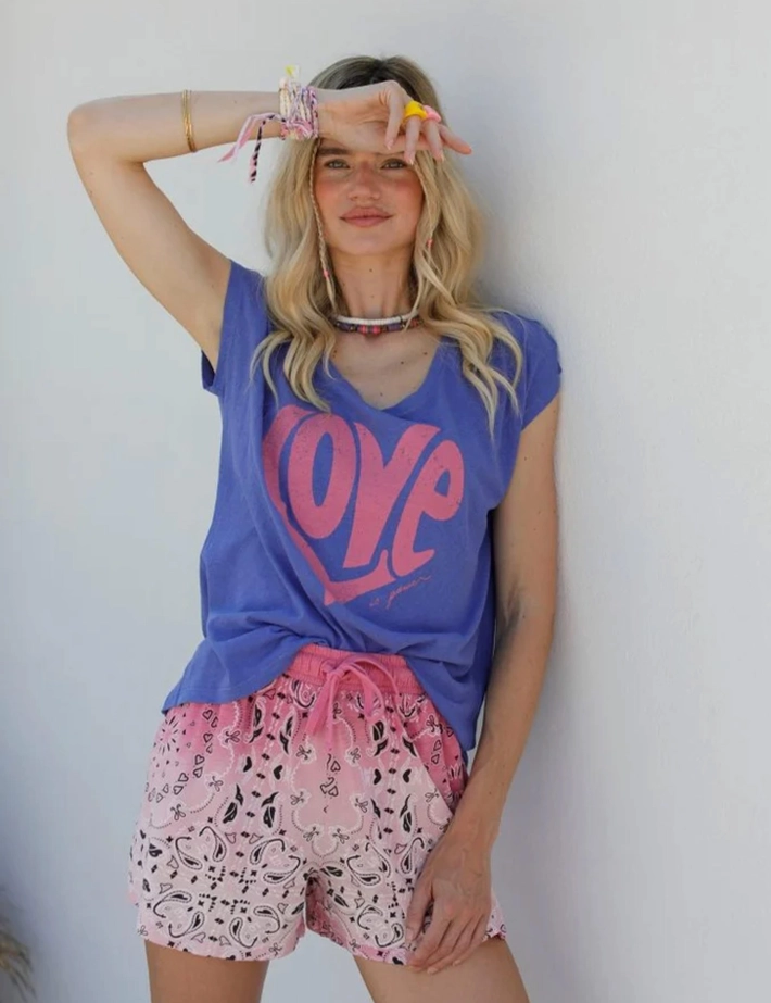 One Tee T-shirt Femme Col V Loose Anna Love Violet