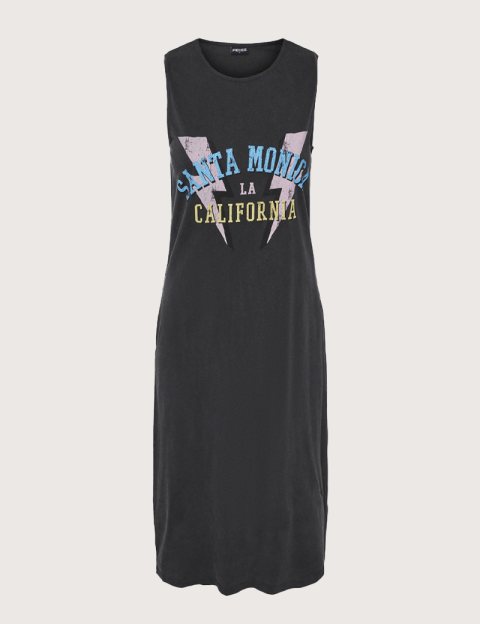 PIECES Robe Gunnar Gris foncé Logo Santa Monica