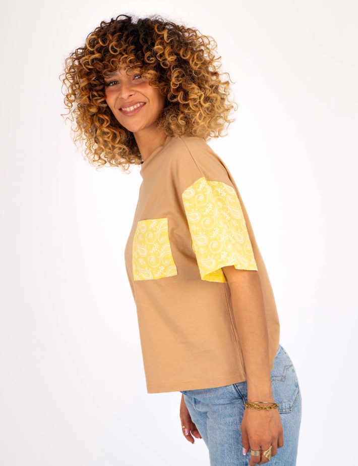 Adoré T-shirt Joan Imprimé Cachemire Jaune Citron - 3