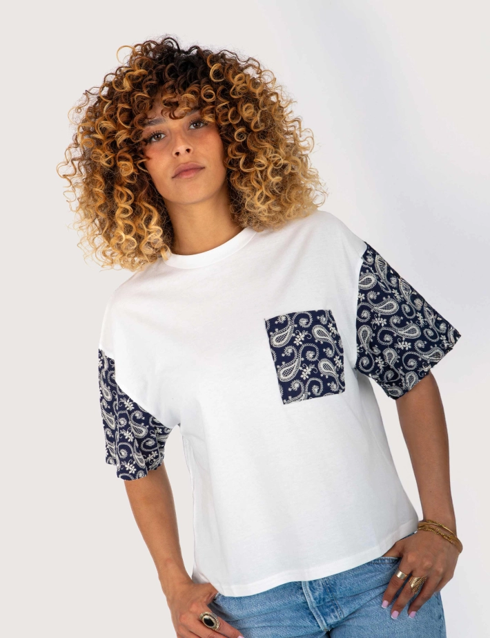 Adoré T-shirt Joan Imprimé Cachemire Marine - 2