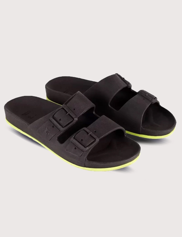 CACATOES Sandales Adulte Brasilia Noir Jaune Fluo
