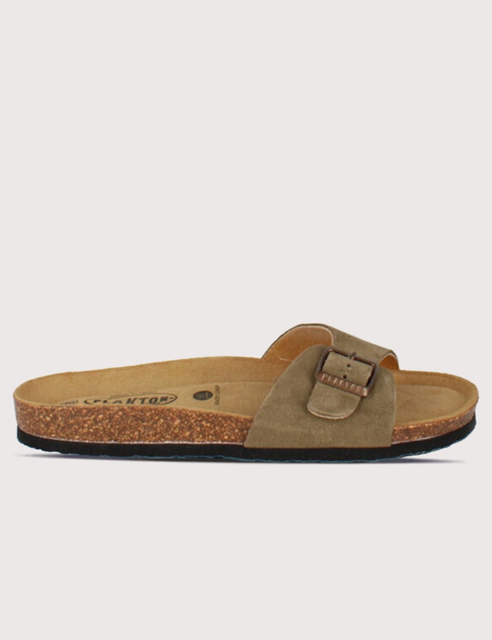 Plakton Mules Homme Simple Bride Vert Kaki Clair