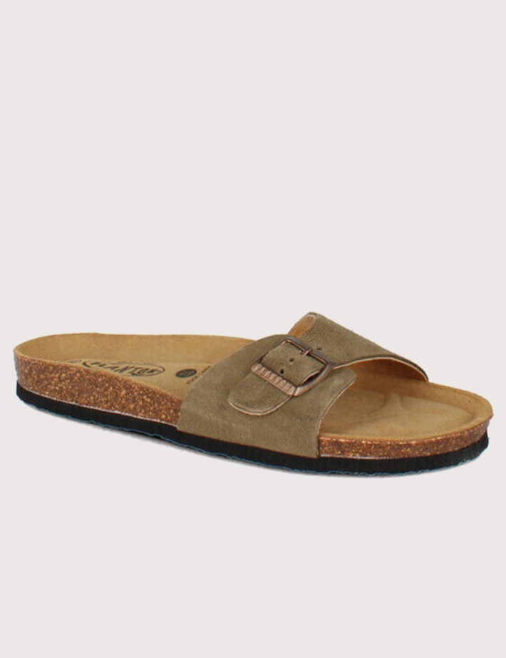 Plakton Mules Homme Simple Bride Vert Kaki Clair - 2