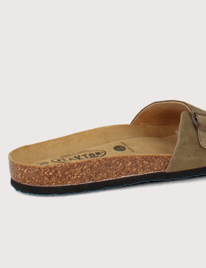 Plakton Mules Homme Simple Bride Vert Kaki Clair - 3