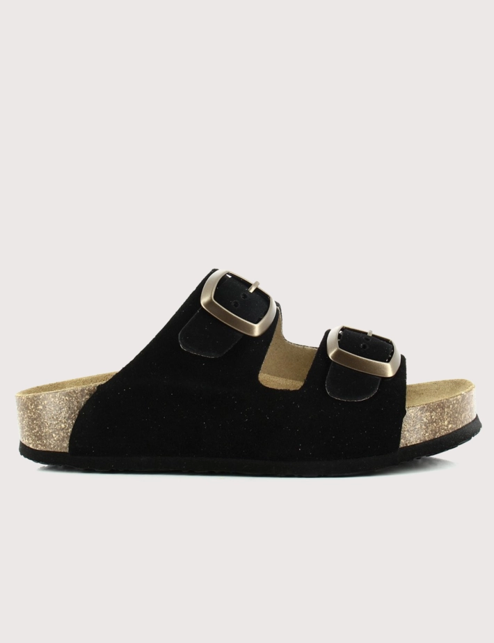 Plakton Mules Femme Double Bride 801 Noir