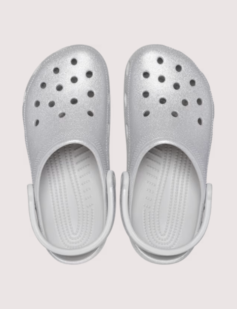 Crocs Sabots Femme Classic Glitter Clog Argent - 5