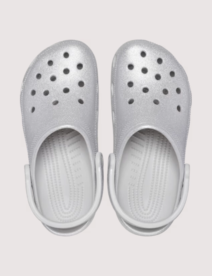Crocs Sabots Femme Classic Glitter Clog Argent - 5