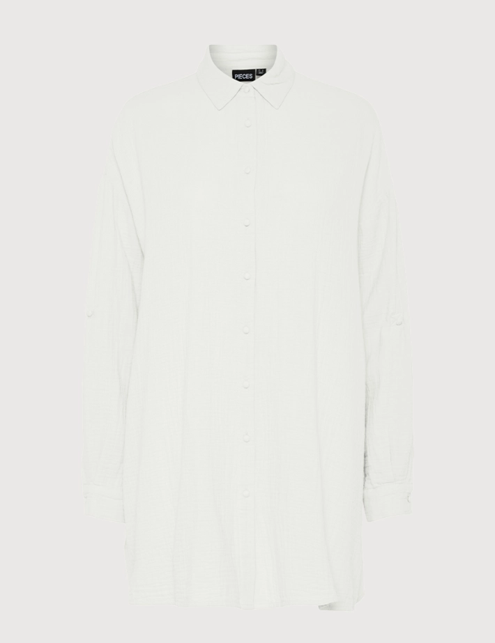 PIECES Chemise Manches Longues Oversize Satina Beige