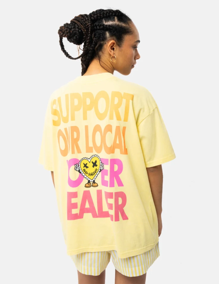 Eleven Paris T-shirt Mixte Oversize Palmbay Jaune Délavé - 3