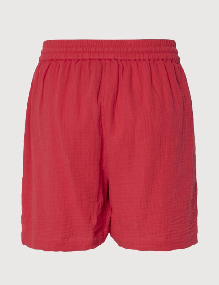 PIECES Short Femme Satina Rouge