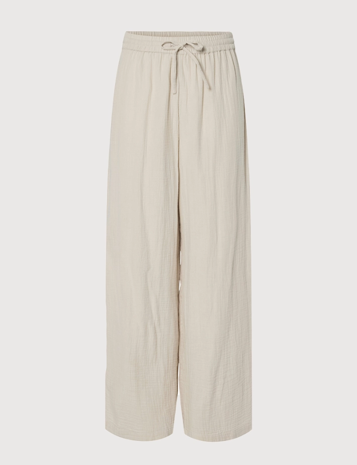PIECES Pantalon Large Satina Beige