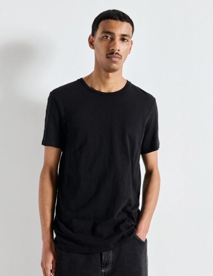 American Vintage T-Shirt Homme Manches Courtes Col Rond Bysapick Noir