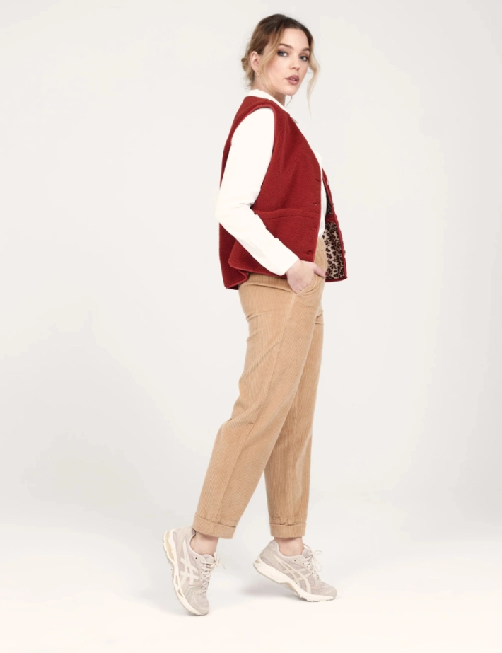 FAM Paris Jean Mom Confort en Velours Camel - 2