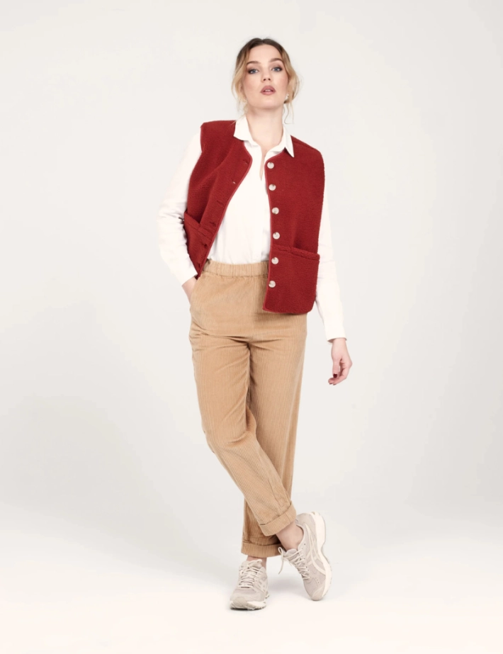 FAM Paris Jean Mom Confort en Velours Camel - 3