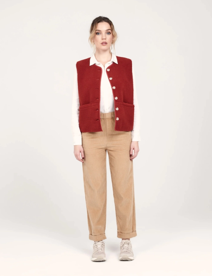 FAM Paris Jean Mom Confort en Velours Camel - 5