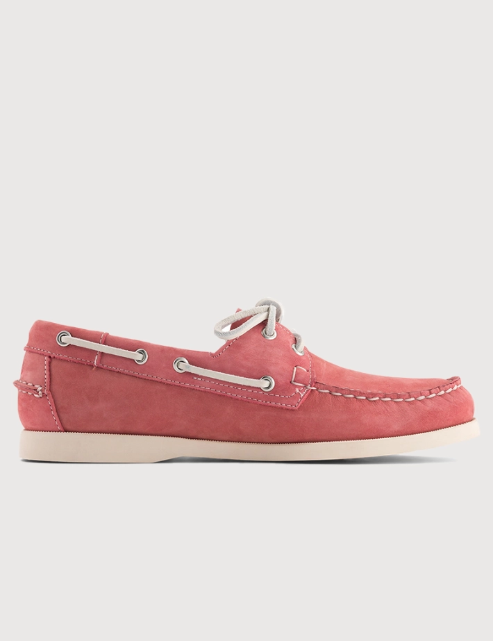 Sebago Chaussures Docksides Nubuck Rose Blanc