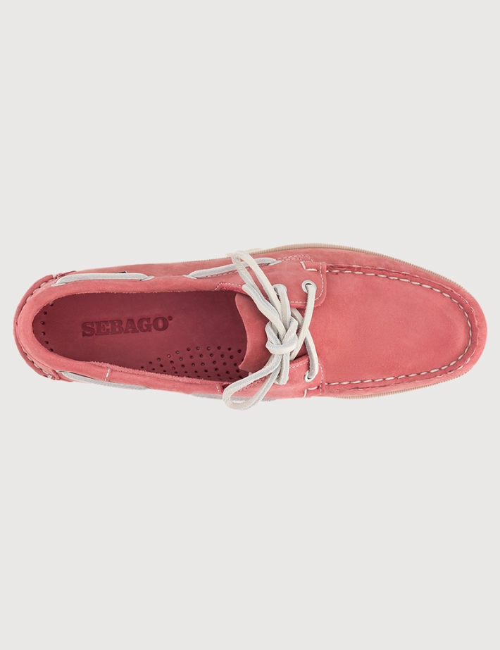 Sebago Chaussures Docksides Nubuck Rose Blanc - 4