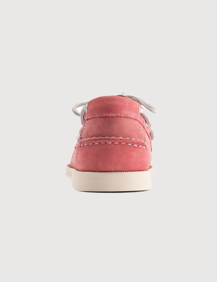 Sebago Chaussures Docksides Nubuck Rose Blanc - 5
