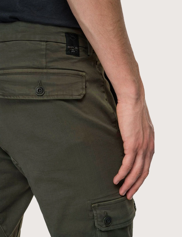 REPLAY Pantalon Cargo Jaan Combat Green - 3