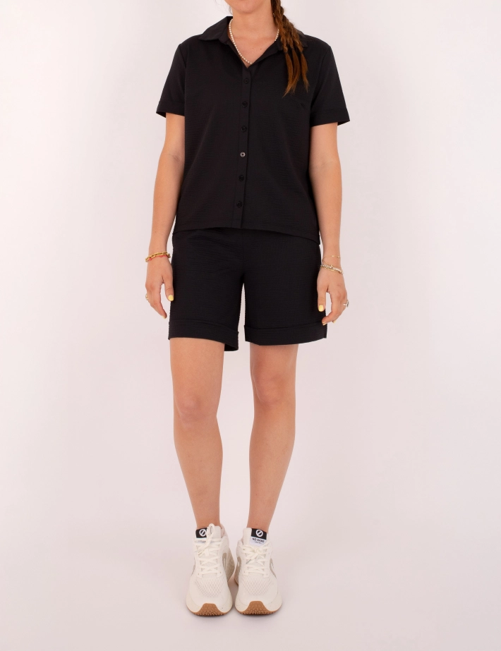 HBT Waffle  | LUNA Chemise MC Noire Femme - 2