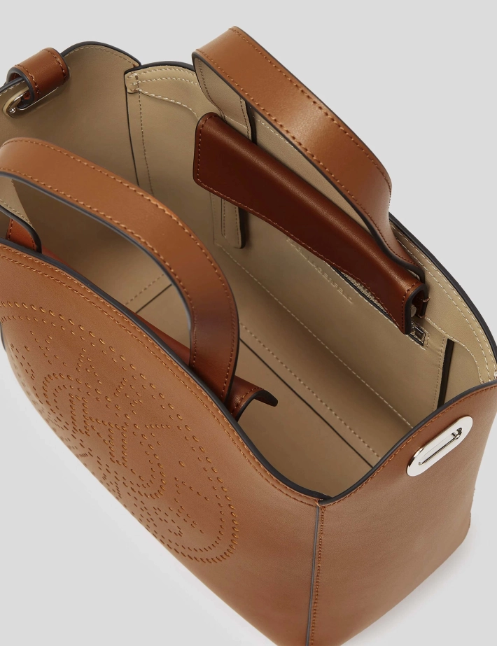 Karl Lagerfeld Petit Sac Cabas Perforé K/Circle Marron Camel