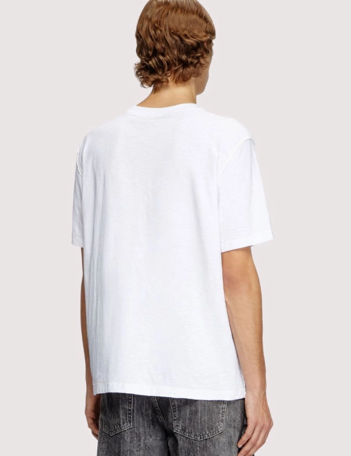 DIESEL T-Shirt Homme Manches Courtes Logo Centre Blanc Adjust R10 - 5