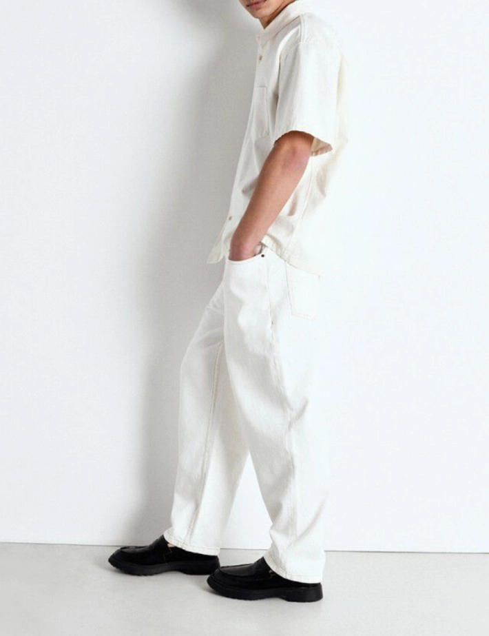 American Vintage Jean Droit Homme Jozastreet Blanc - 2