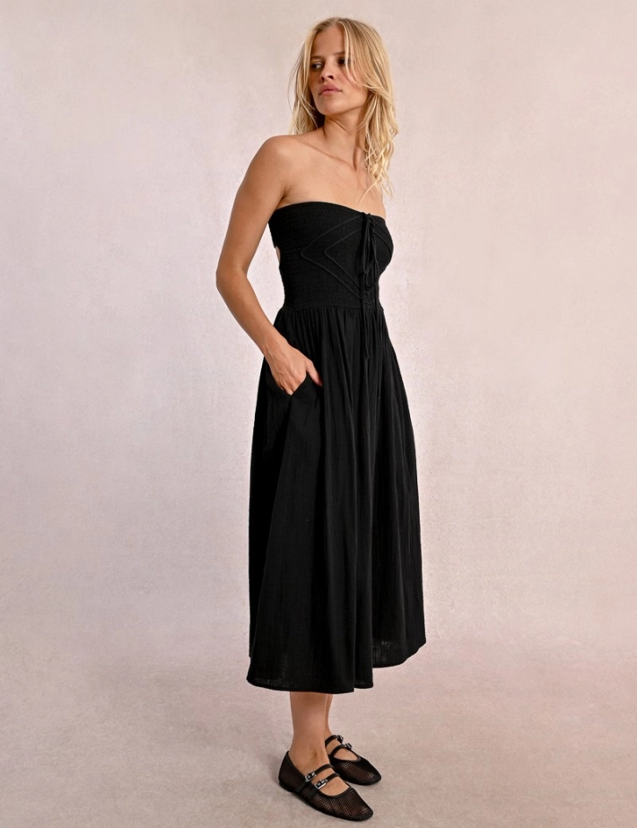 MOLLY BRACKEN Robe Longue Bustier Noir - 4