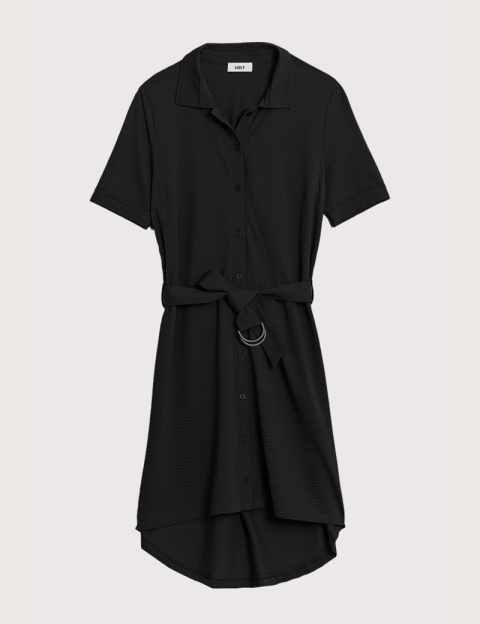 HBT Waffle  | AURIANNE Robe Chemise Noire Femme