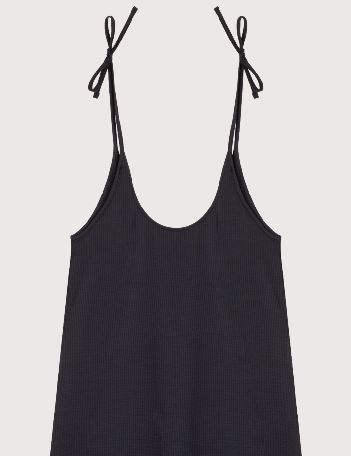 HBT SUMMER CHIC | Waffle HELENA Robe Unie Noir - 2
