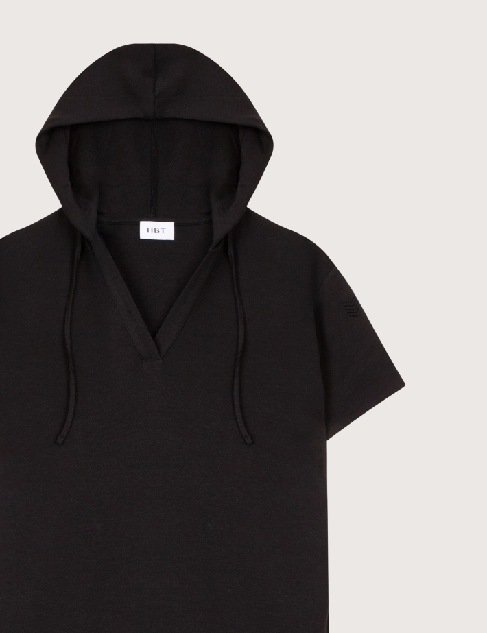 HBT COTTON TOUCH | Tencel LEYLA Robe Capuche Noir