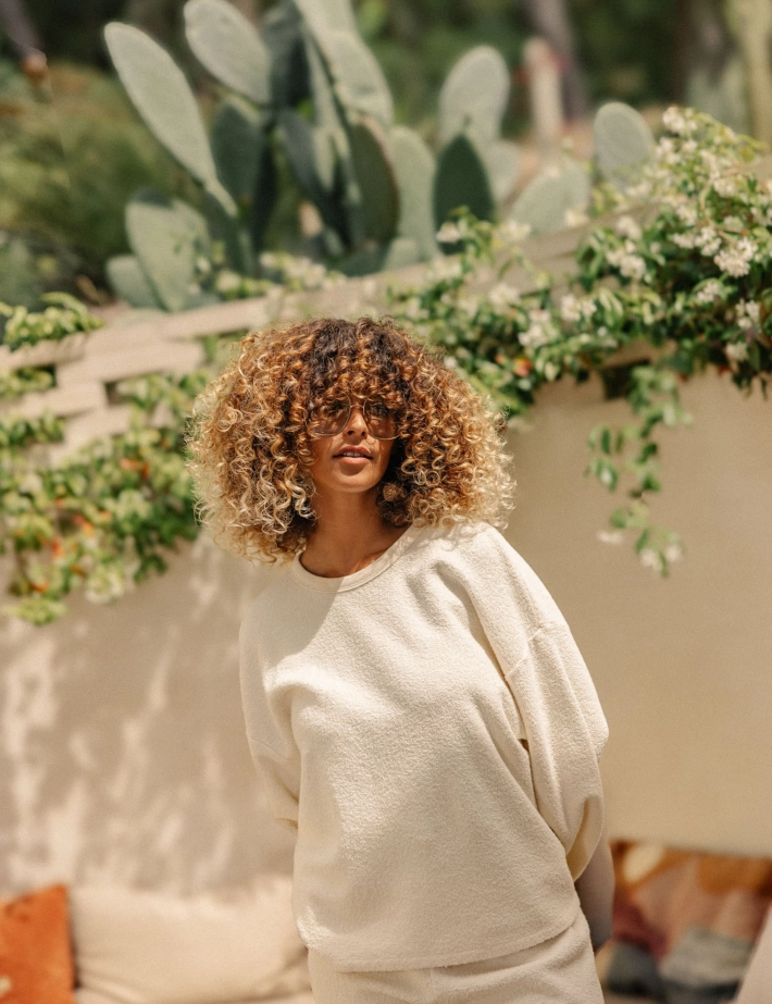 American Vintage Sweat Droit Femme Col Rond Bobypark Beige Ecru