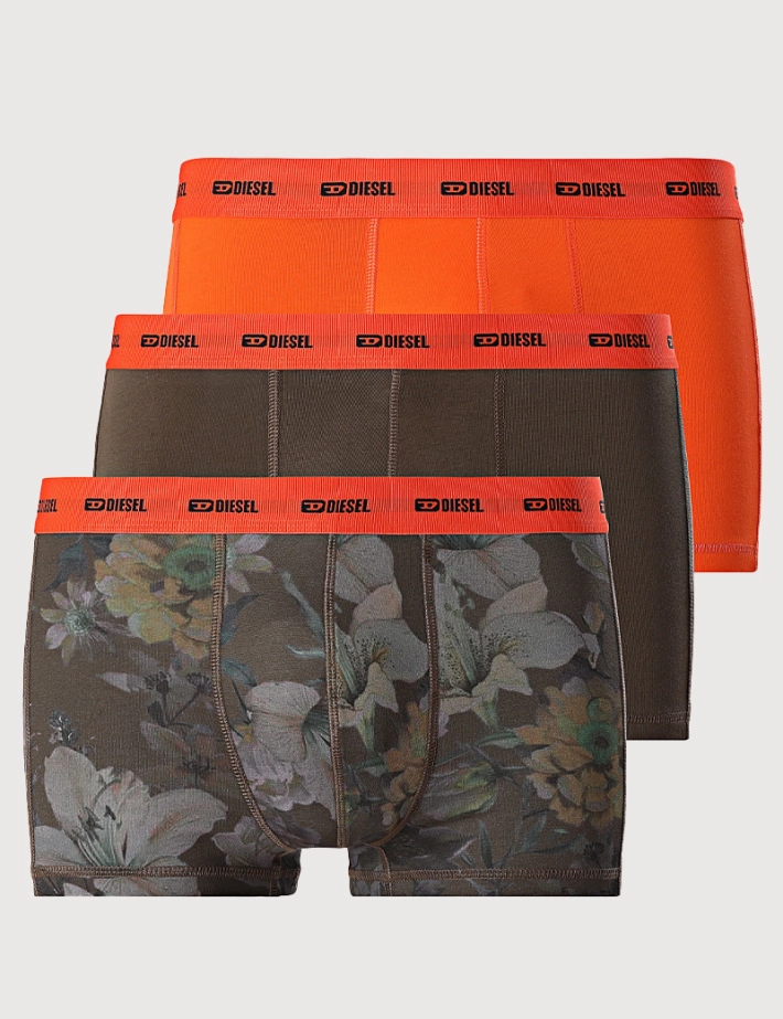 DIESEL Pack 3 Boxers Damien Kaki Orange Camouflage