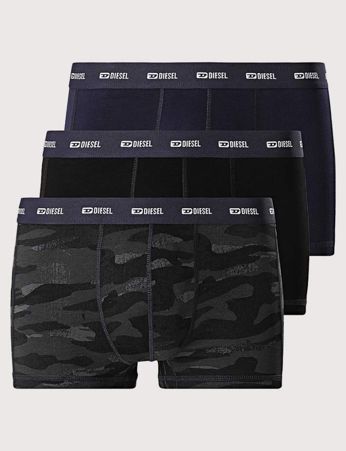 DIESEL Pack 3 Boxers Damien Noir Marine Camouflage