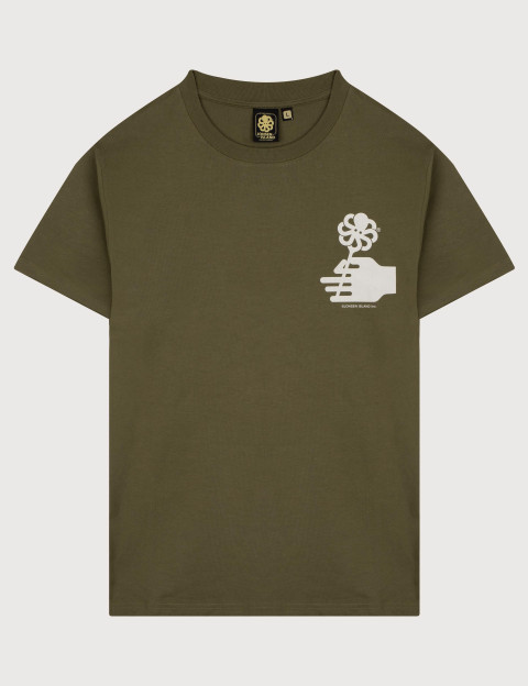 Jonsen Island T-Shirt Mixte Manches Courtes Flower Love Kaki - 4