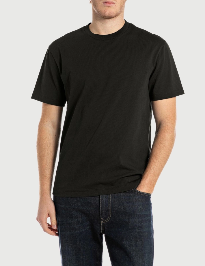 REPLAY T-Shirt Homme Manches Courtes Regular Noir