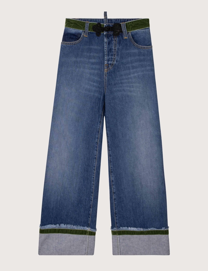 Maurizio Massimino Jean Femme Boy Palazzo Ceinture Kaki 1112