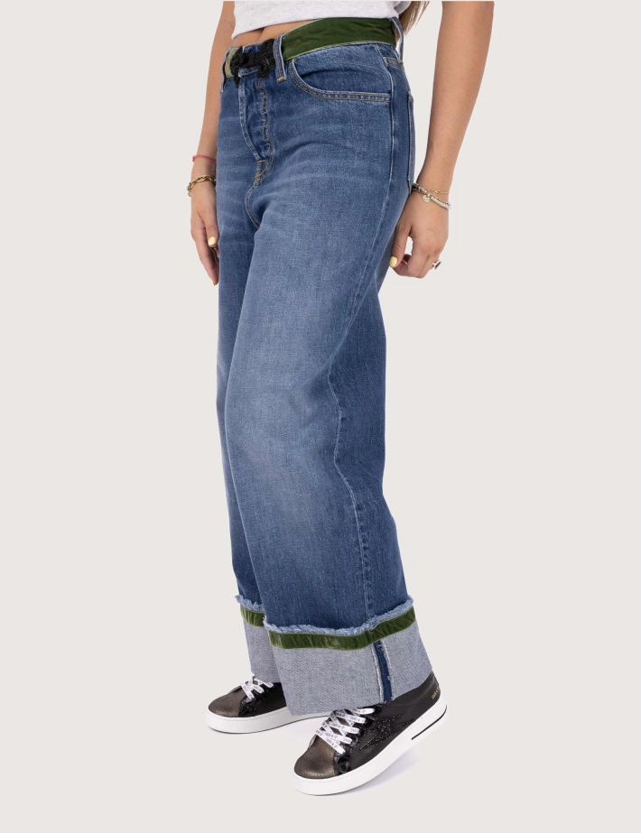 Maurizio Massimino Jean Femme Boy Palazzo Ceinture Kaki 1112 - 6