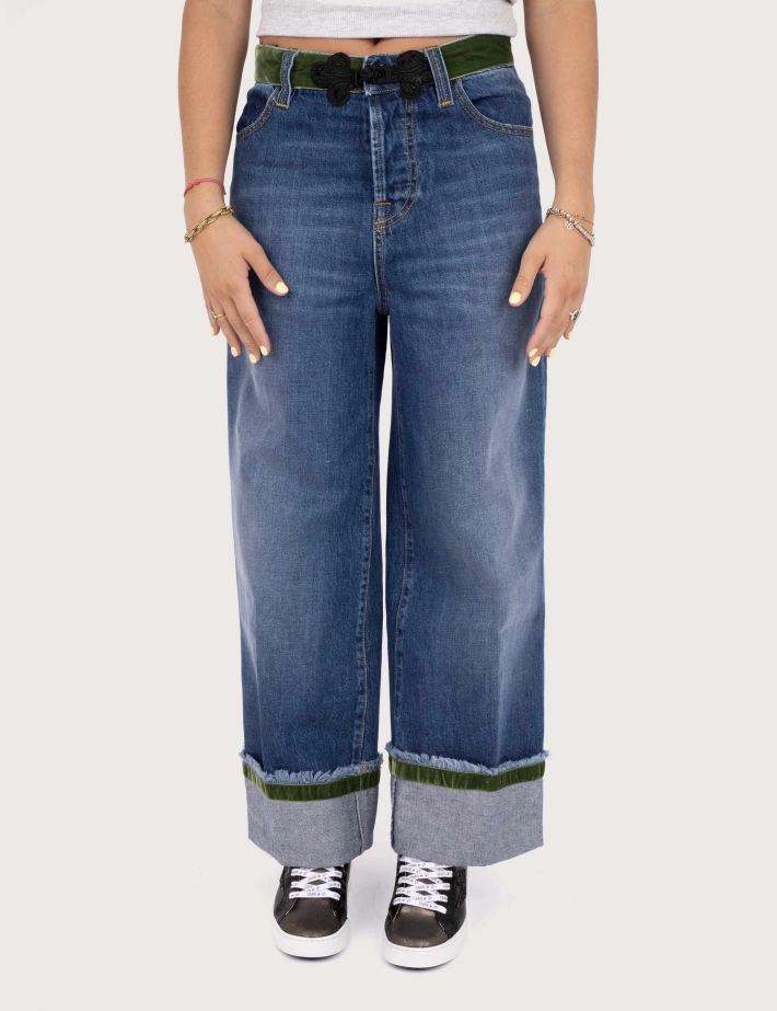 Maurizio Massimino Jean Femme Boy Palazzo Ceinture Kaki 1112 - 7